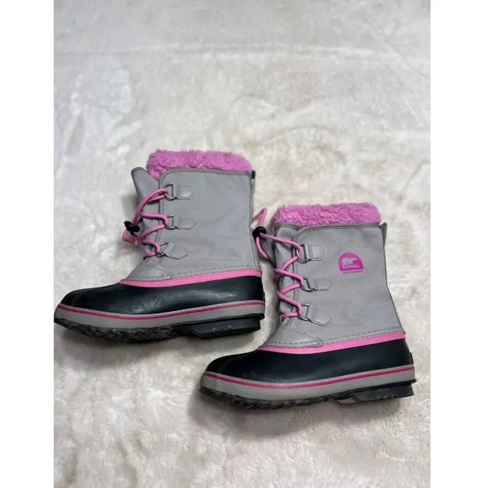 Sorel Kids Yoot Pac Nylon Winter Boots Chrome Grey Orchid Waterproof Outdoor